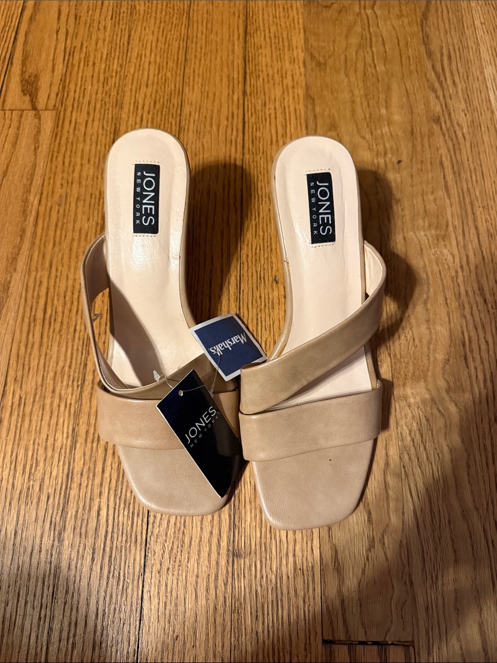 Jones New York Beige Double-Strap Slide Mules